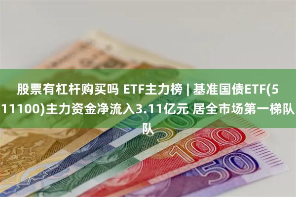 股票有杠杆购买吗 ETF主力榜 | 基准国债ETF(511100)主力资金净流入3.11亿元 居全市场第一梯队